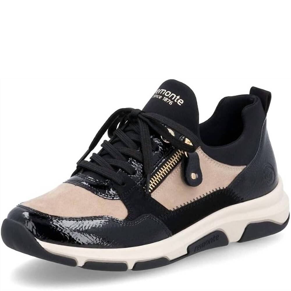 NEW REMONTE women's soraya sneakers in black/jute/schwarz